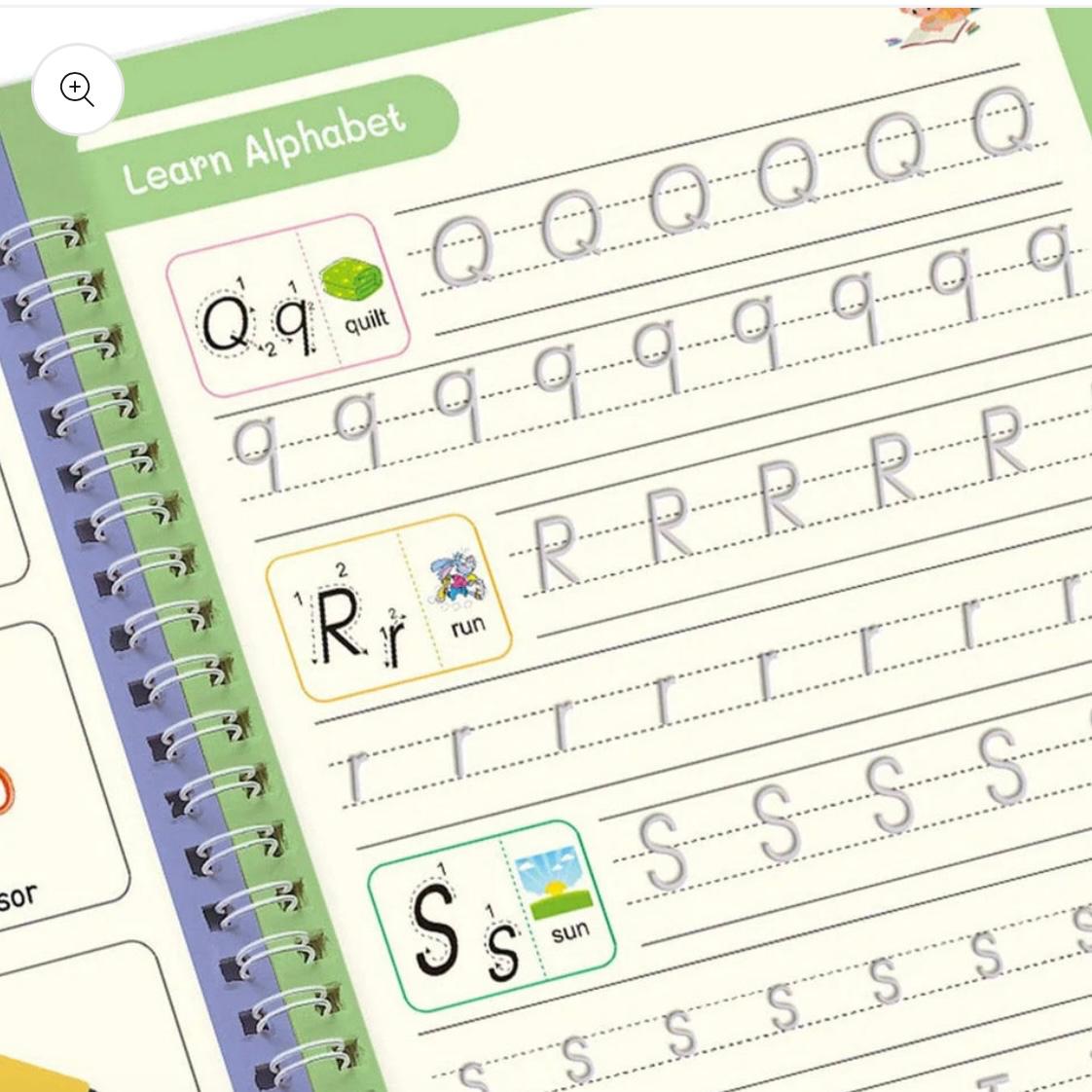 Kids Magic Practice Book Set of 4-Kids learning for Home and school with 10 refill pens